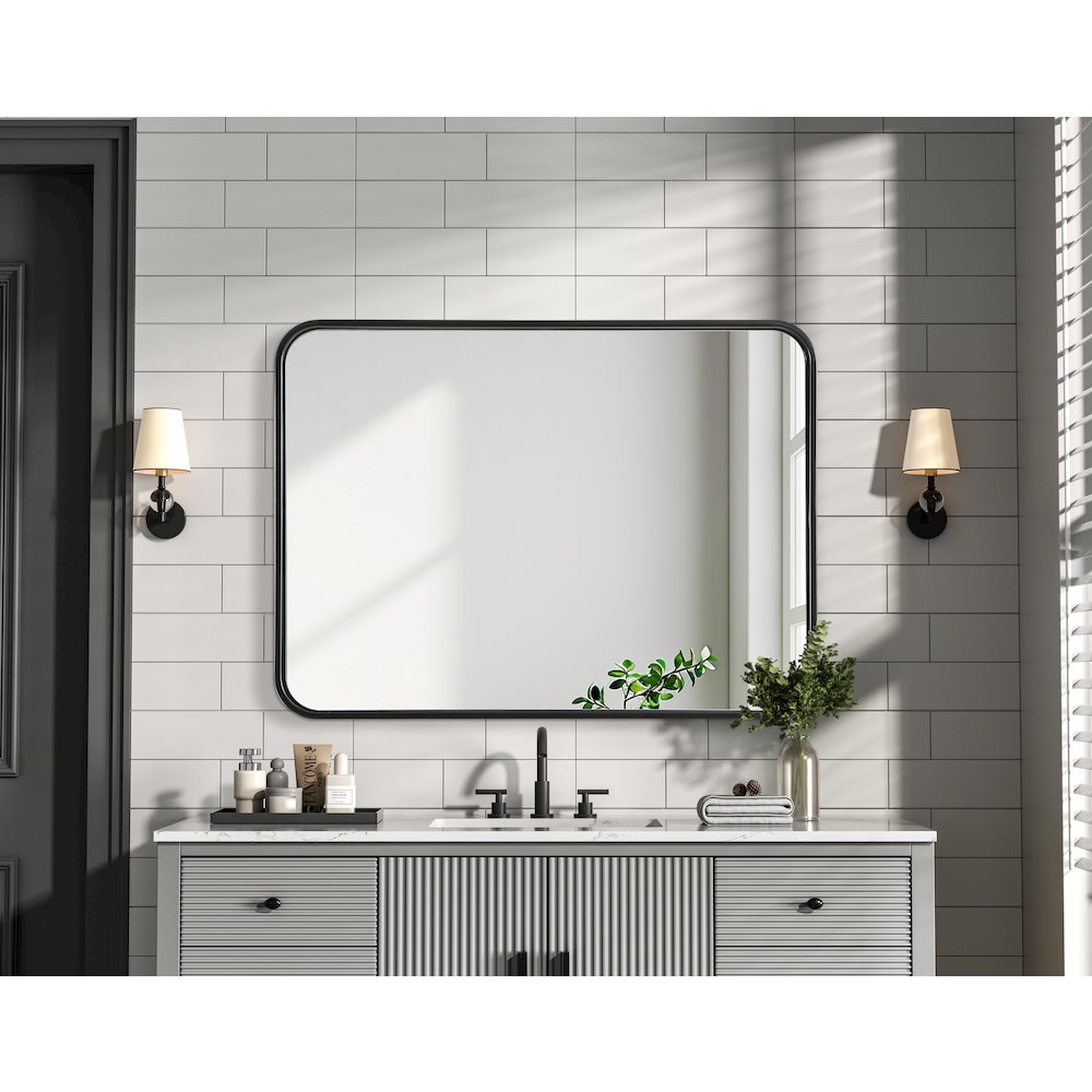 Contour Metal Rectangle Mirror 22x30 in Black. Picture 6