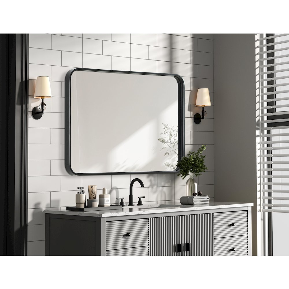 Contour Metal Rectangle Mirror 22x30 in Black. Picture 7