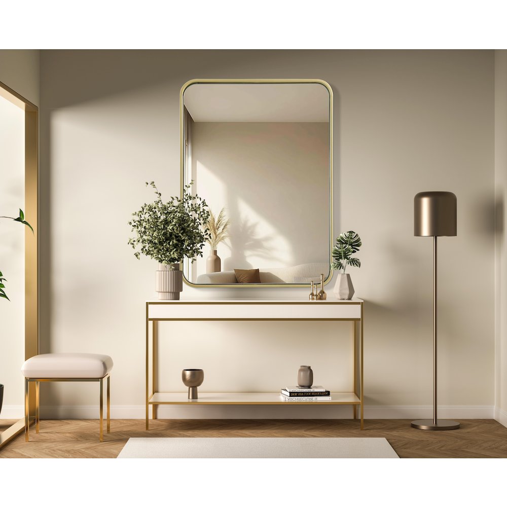Contour Metal Rectangle Mirror 22x30 in Brass. Picture 2