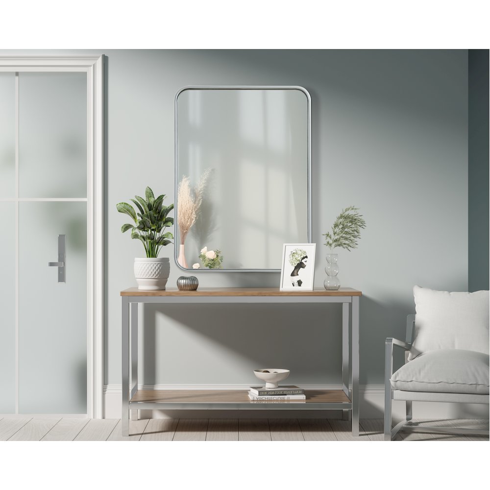 Contour Metal Rectangle Mirror 22x30 in Silver. Picture 2
