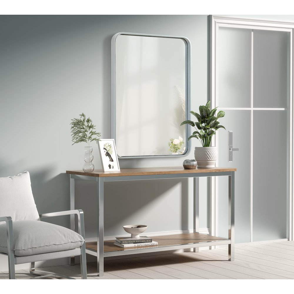 Contour Metal Rectangle Mirror 22x30 in Silver. Picture 3