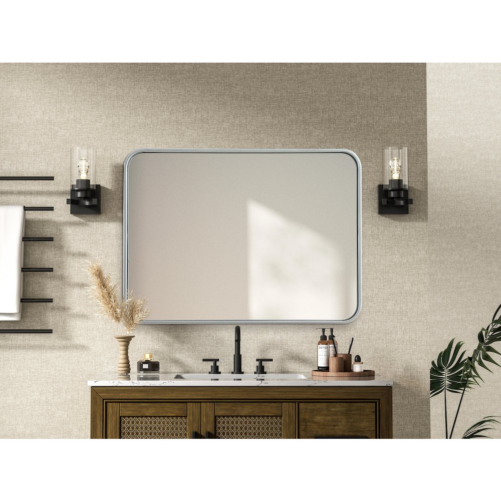 Contour Metal Rectangle Mirror 22x30 in Silver. Picture 6