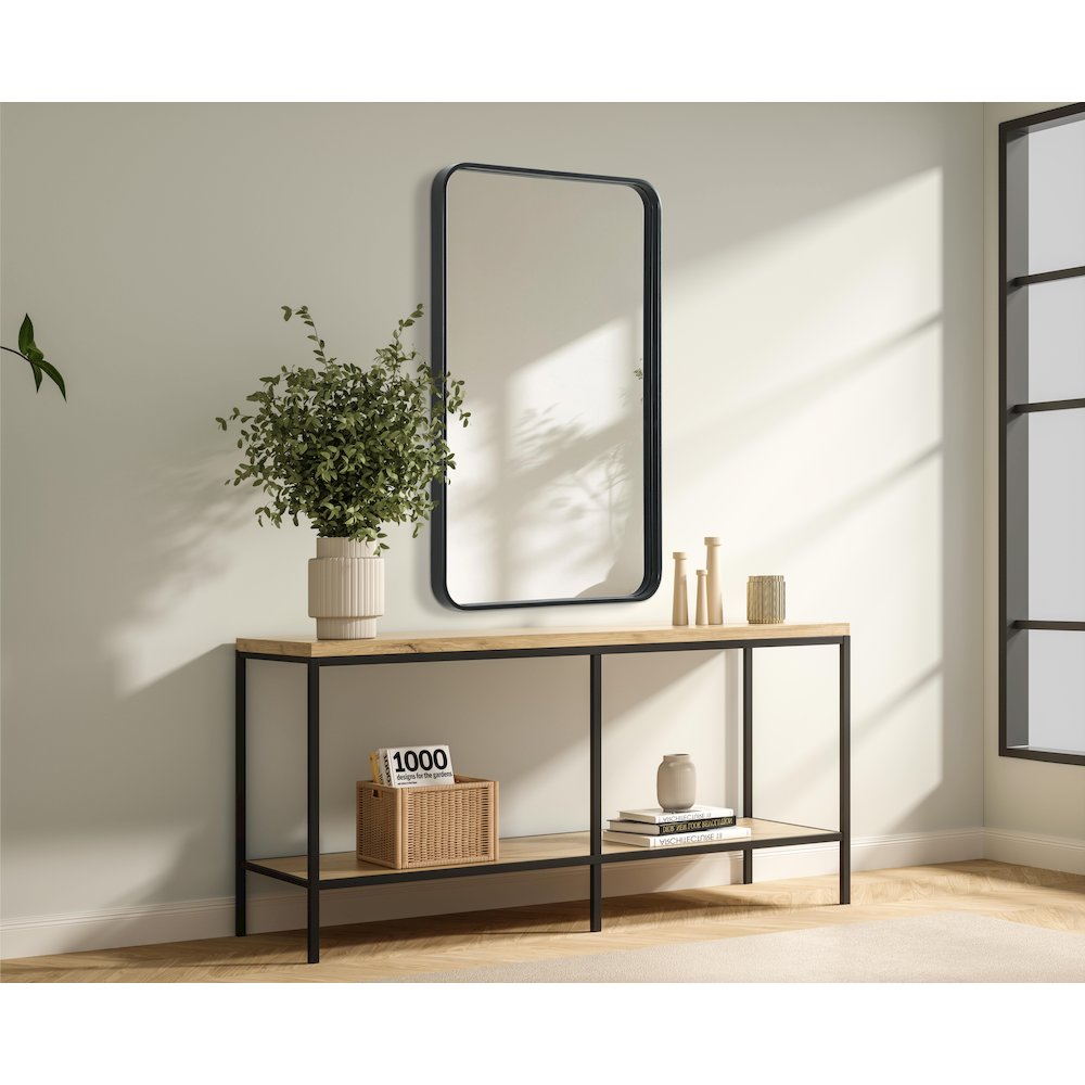Contour Metal Rectangle Mirror 22x36 in Black. Picture 3