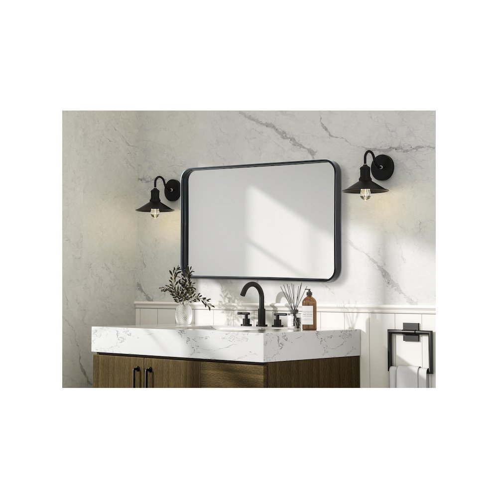 Contour Metal Rectangle Mirror 22x36 in Black. Picture 7