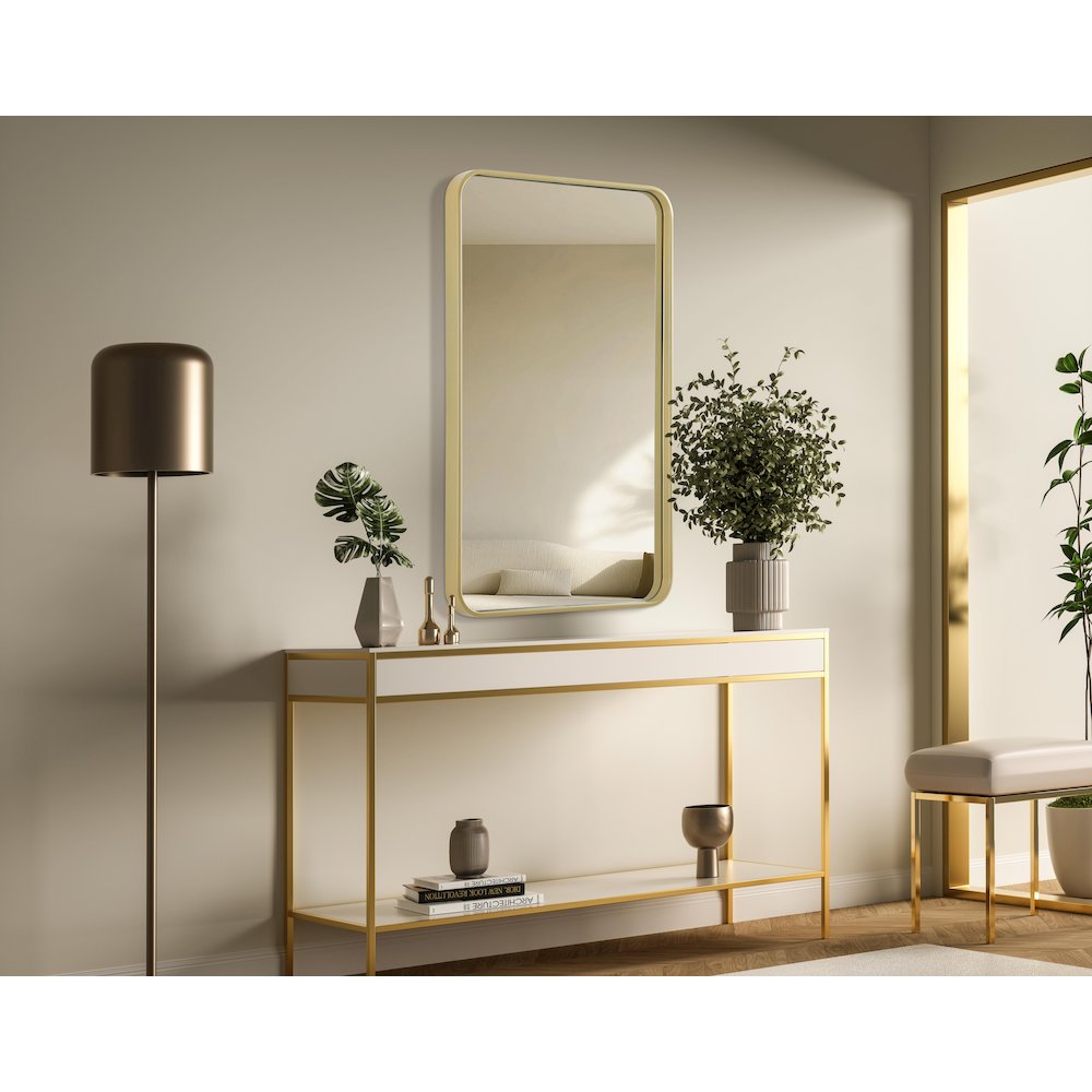 Contour Metal Rectangle Mirror 22x36 in Brass. Picture 3