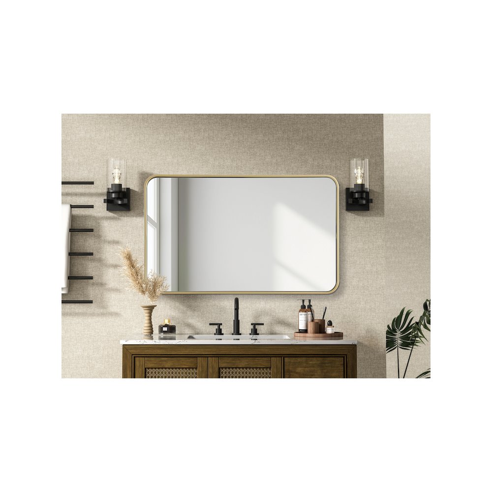 Contour Metal Rectangle Mirror 22x36 in Brass. Picture 6