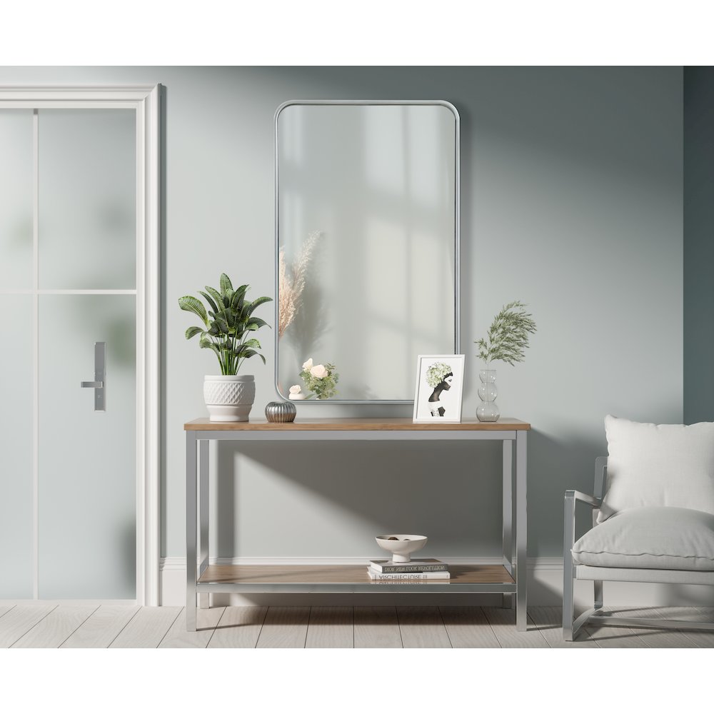 Contour Metal Rectangle Mirror 22x36 in Silver. Picture 2