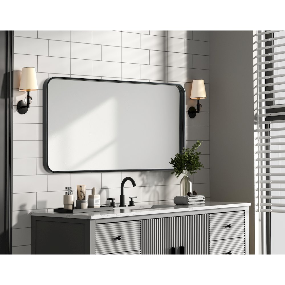 Contour Metal Rectangle Mirror 22x40 in Black. Picture 7