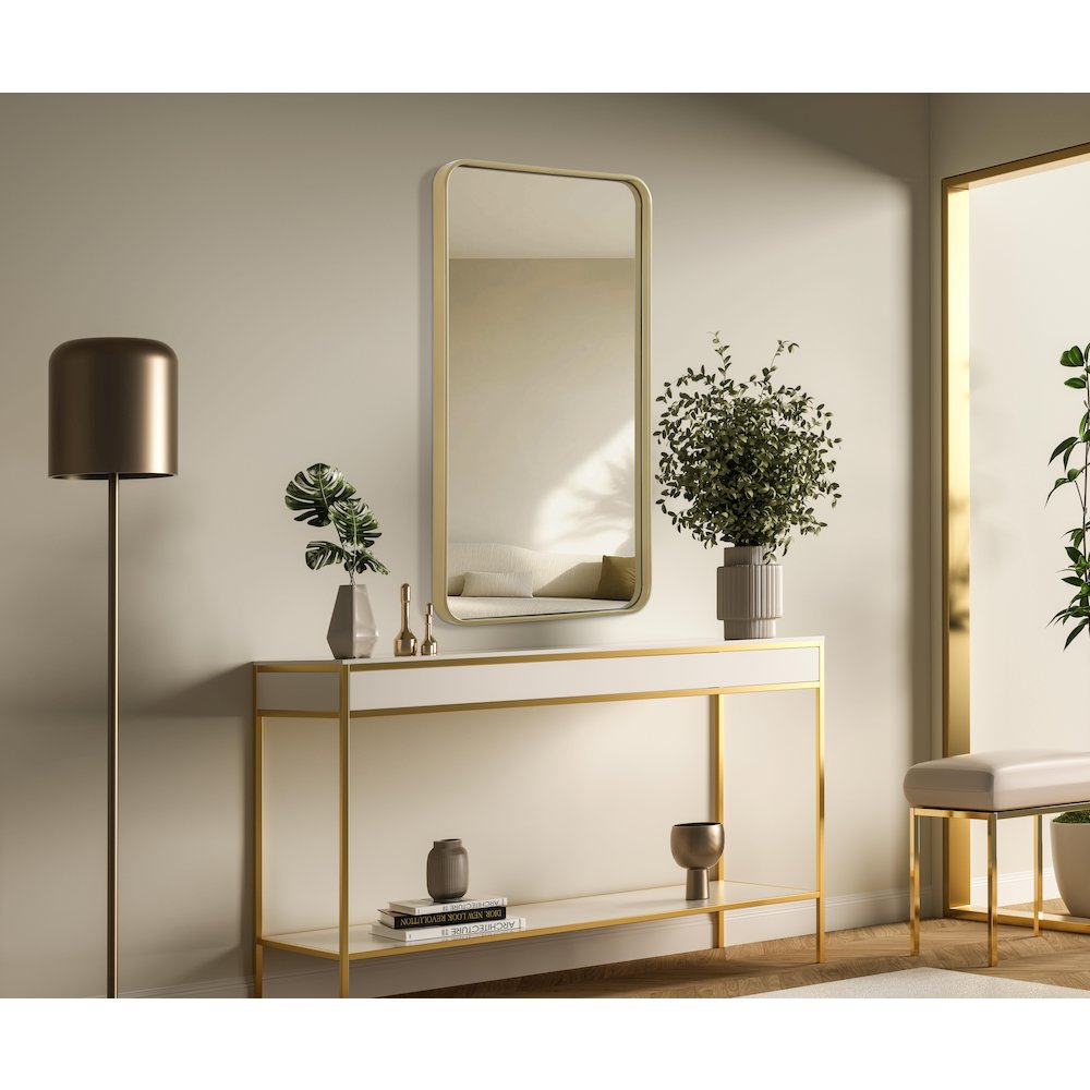 Contour Metal Rectangle Mirror 22x40 in Brass. Picture 3