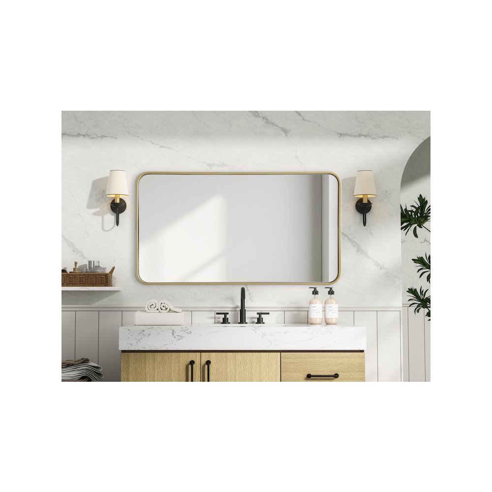 Contour Metal Rectangle Mirror 22x40 in Brass. Picture 6