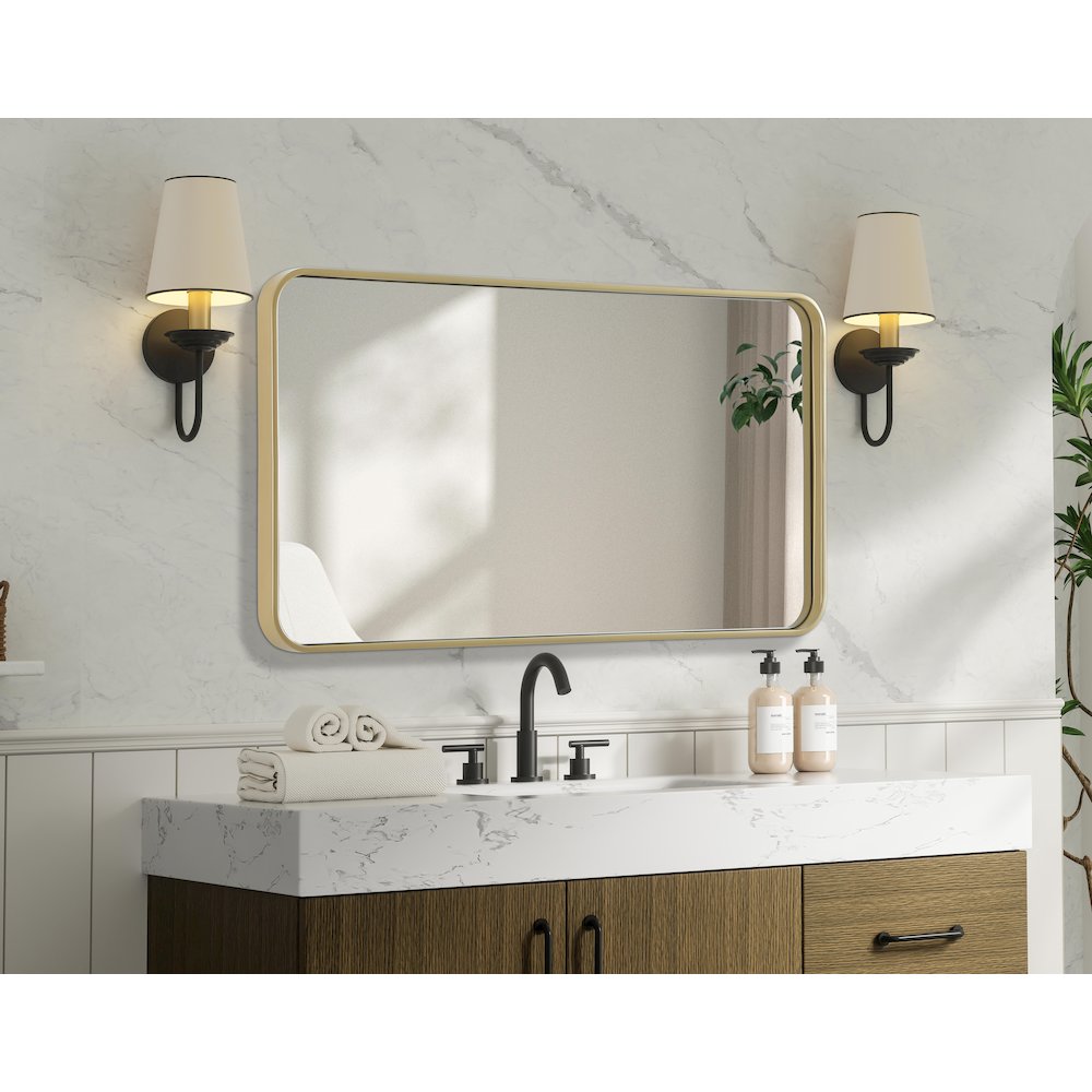 Contour Metal Rectangle Mirror 22x40 in Brass. Picture 7