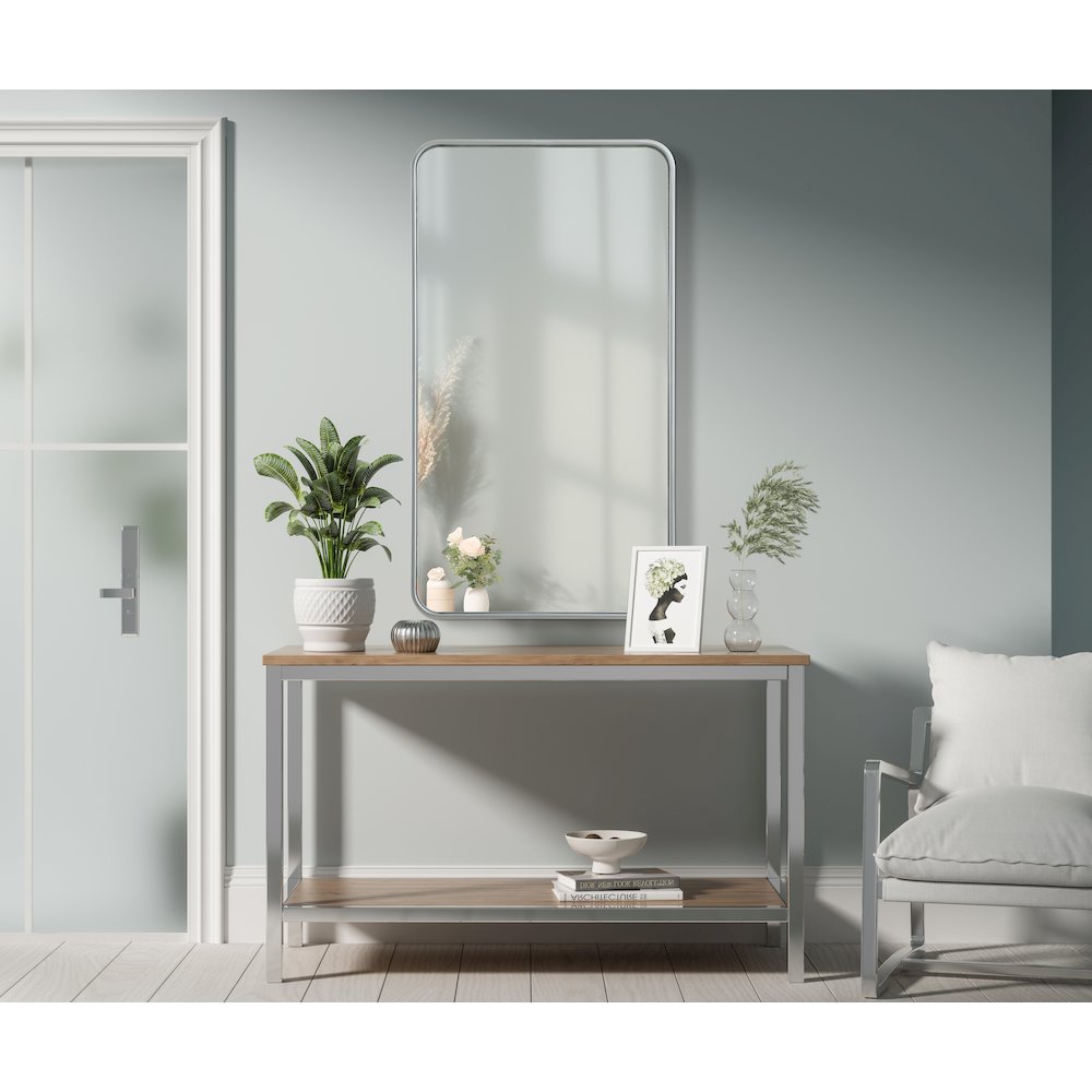 Contour Metal Rectangle Mirror 22x40 in Silver. Picture 2