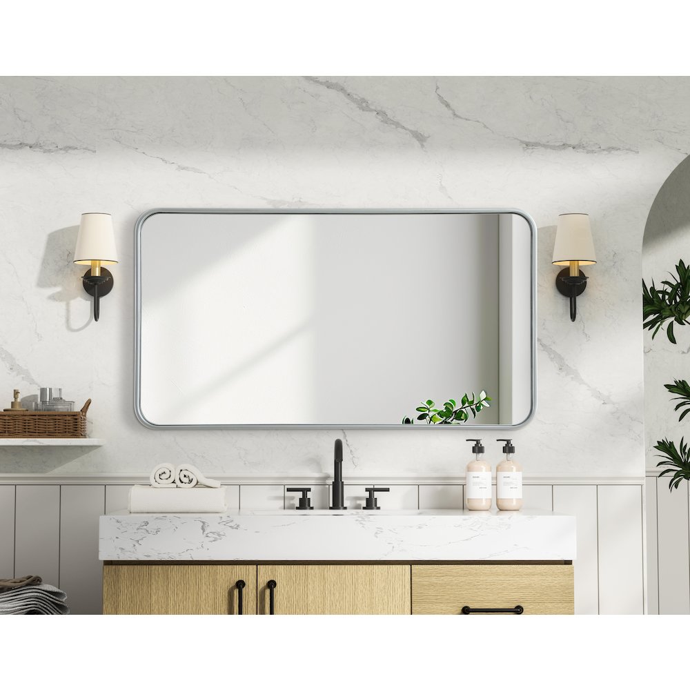 Contour Metal Rectangle Mirror 22x40 in Silver. Picture 7
