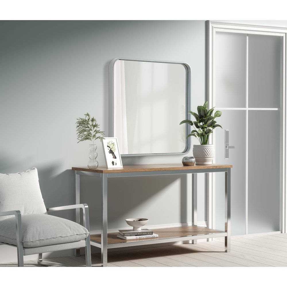 Contour Metal Square Mirror 24x24 in Silver. Picture 3