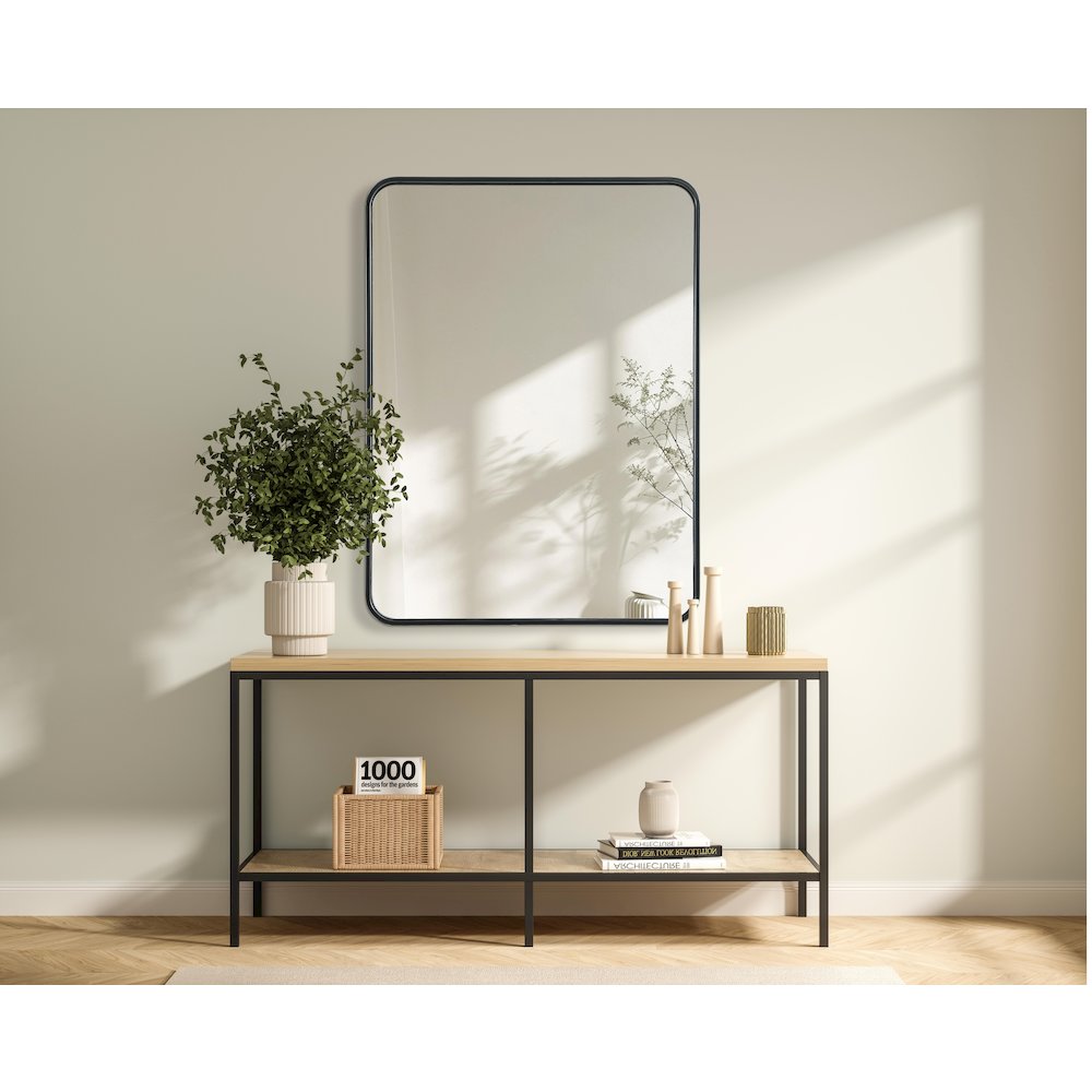 Contour Metal Rectangle Mirror 24x32 in Black. Picture 2