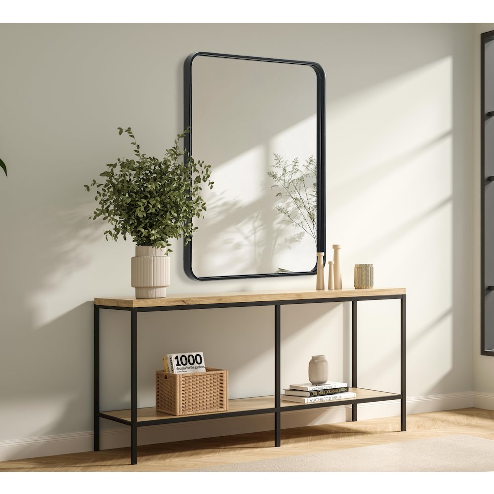 Contour Metal Rectangle Mirror 24x32 in Black. Picture 3