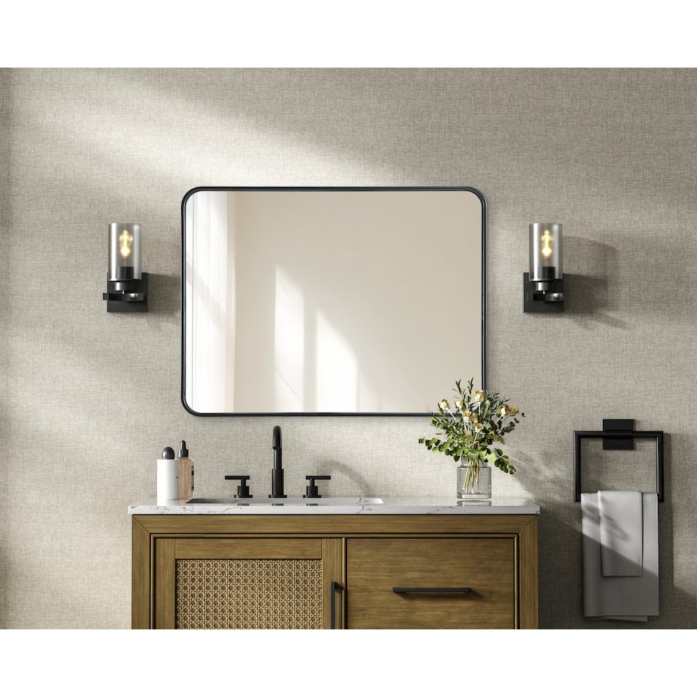 Contour Metal Rectangle Mirror 24x32 in Black. Picture 6