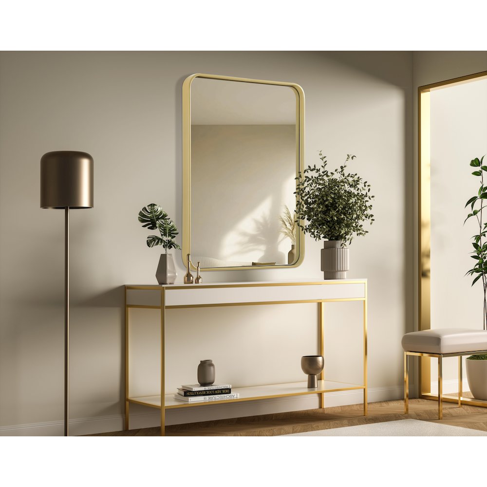 Contour Metal Rectangle Mirror 24x32 in Brass. Picture 3