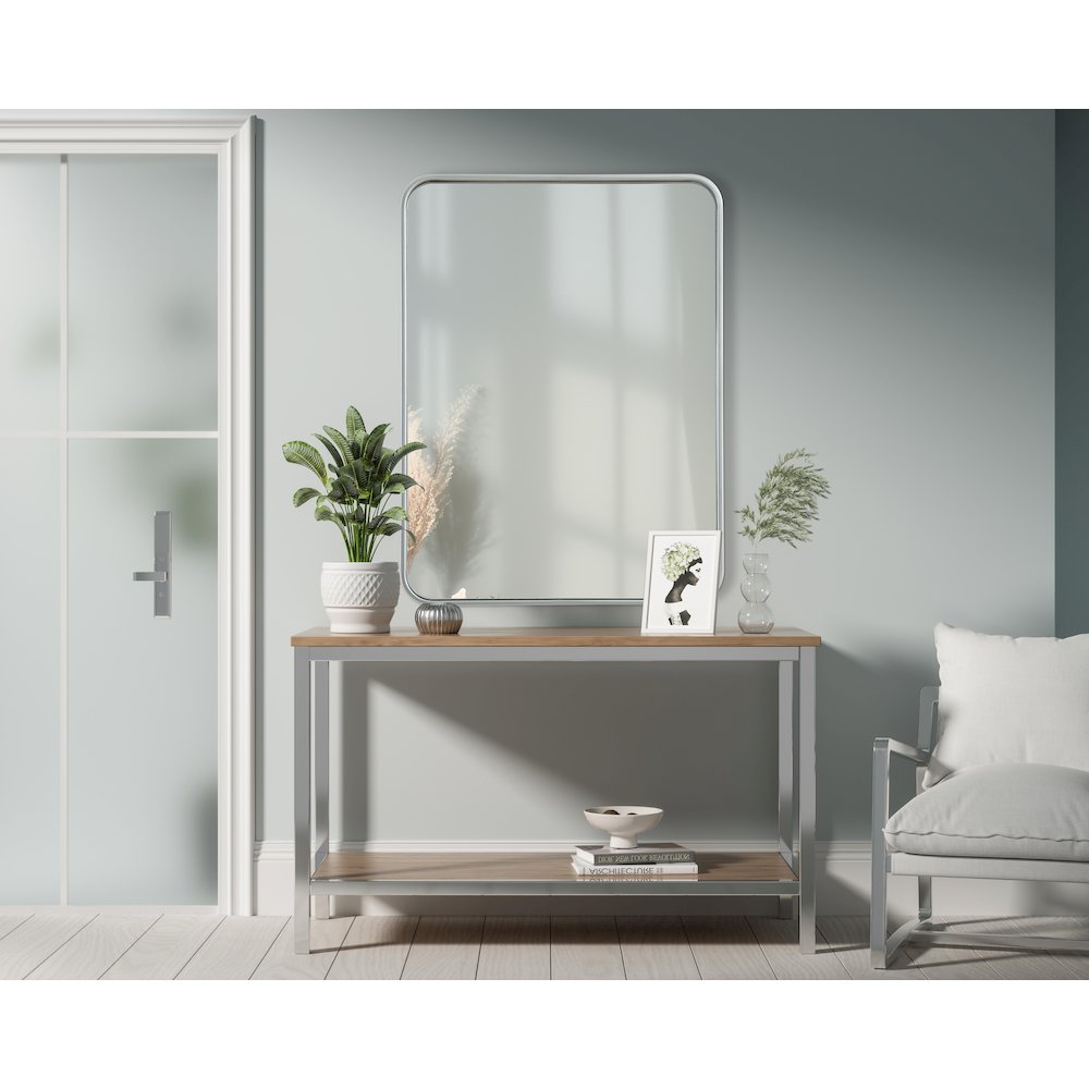 Contour Metal Rectangle Mirror 24x32 in Silver. Picture 2