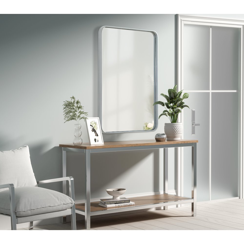 Contour Metal Rectangle Mirror 24x36 in Silver. Picture 3