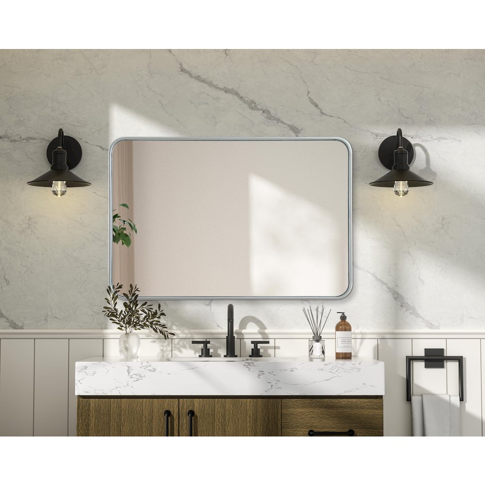 Contour Metal Rectangle Mirror 24x36 in Silver. Picture 6
