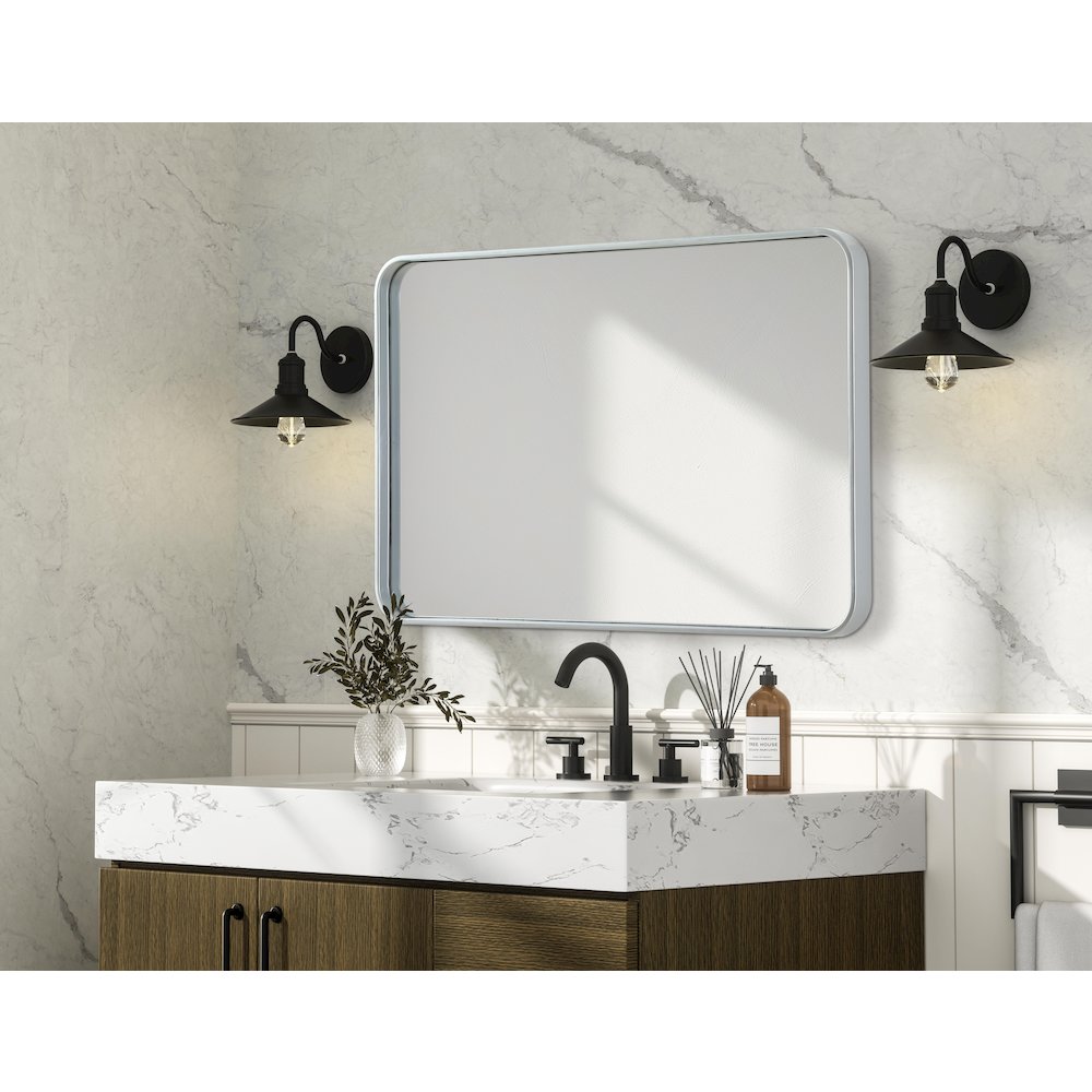 Contour Metal Rectangle Mirror 24x36 in Silver. Picture 7