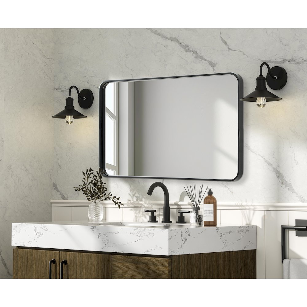 Contour Metal Rectangle Mirror 24x40 in Black. Picture 7