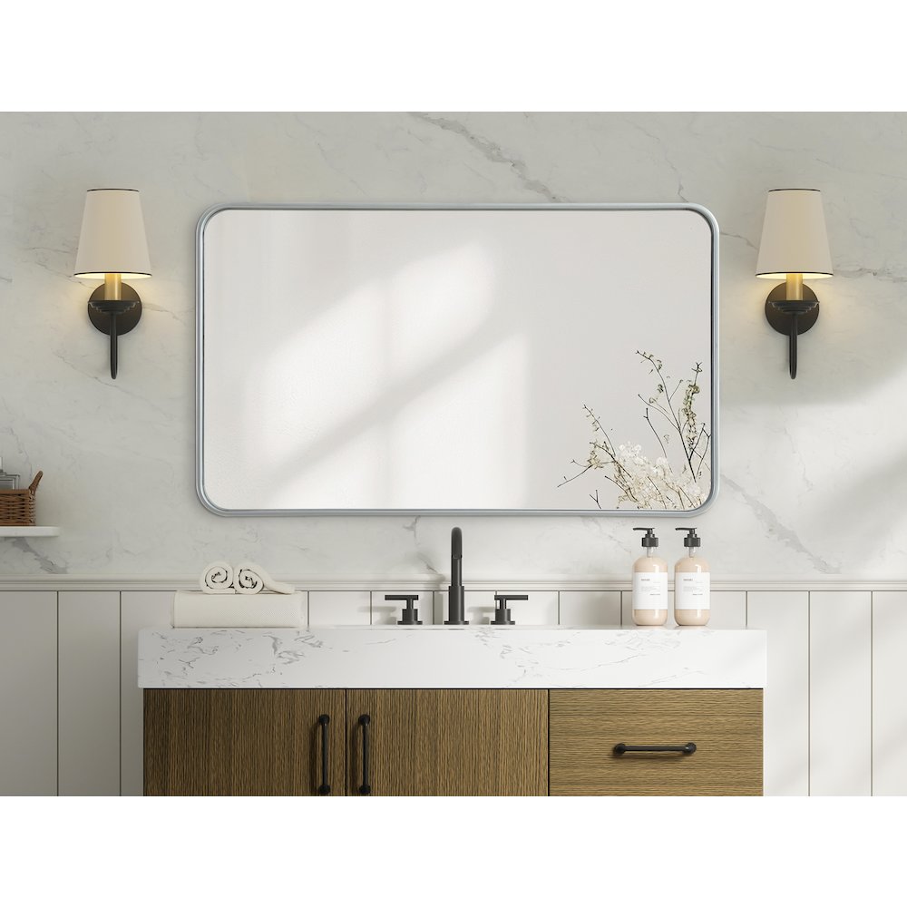 Contour Metal Rectangle Mirror 24x40 in Silver. Picture 6