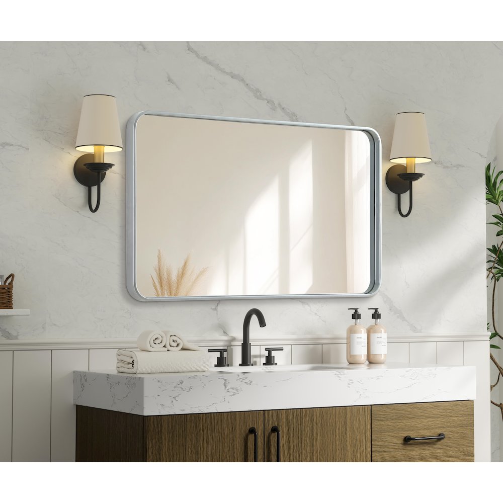 Contour Metal Rectangle Mirror 24x40 in Silver. Picture 7