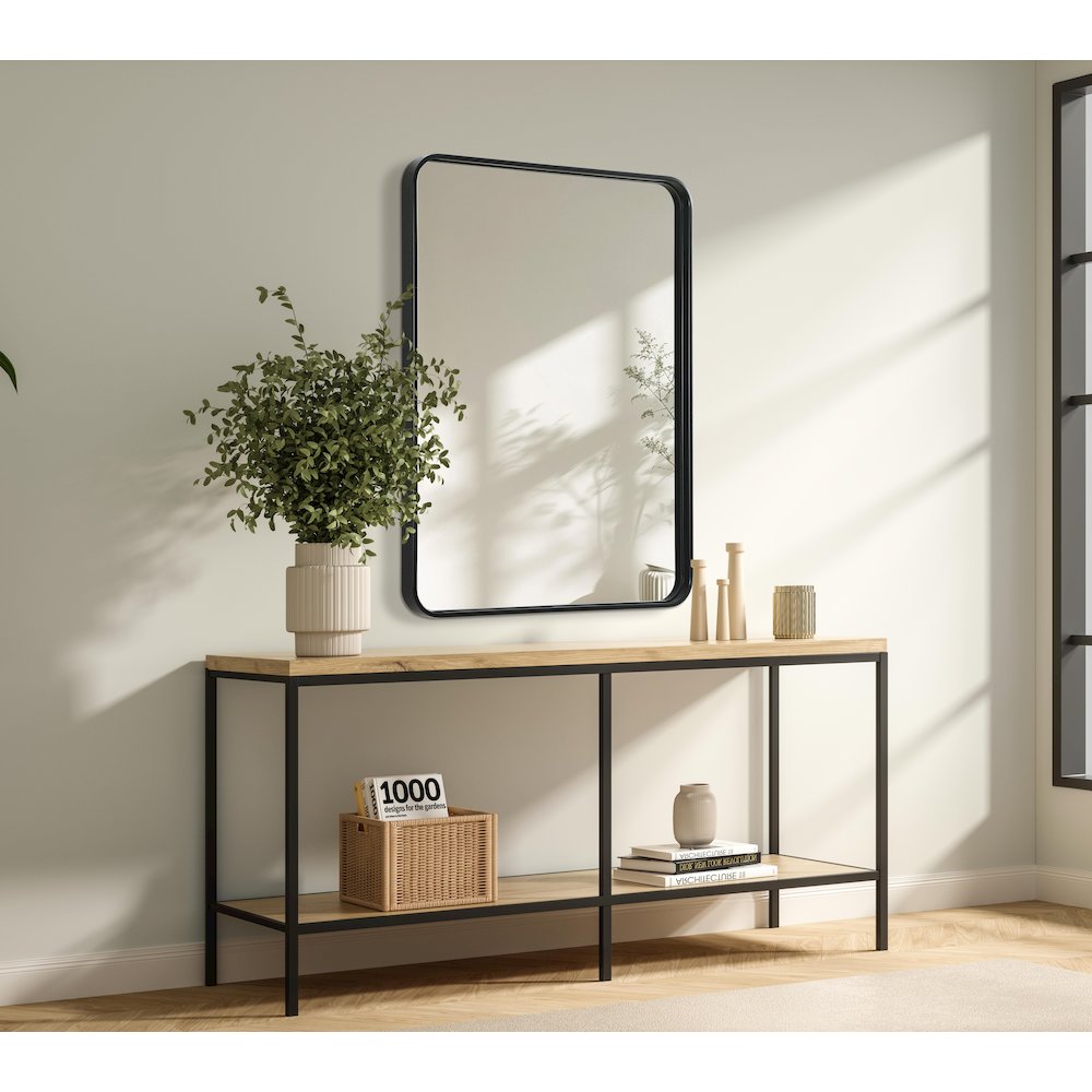 Contour Metal Rectangle Mirror 27x36 in Black. Picture 3