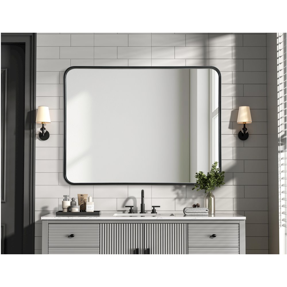 Contour Metal Rectangle Mirror 27x36 in Black. Picture 6