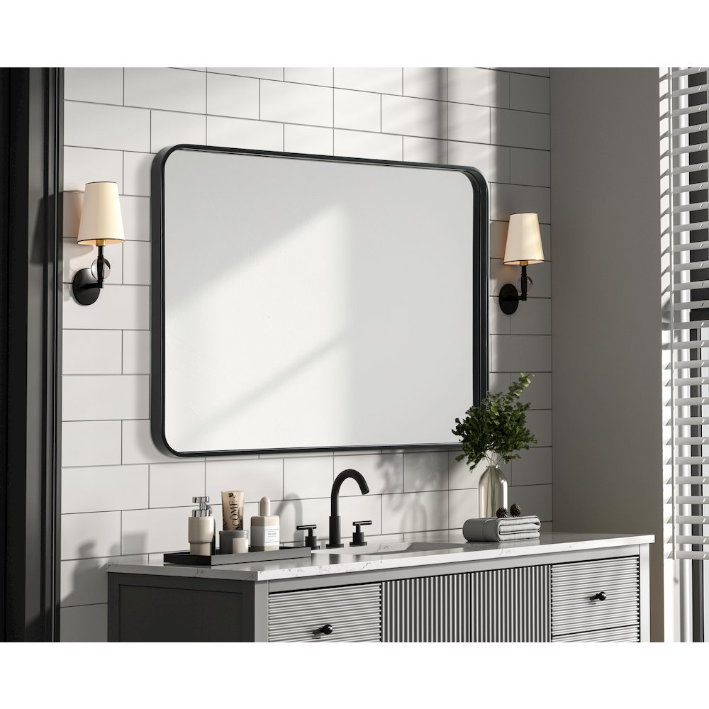 Contour Metal Rectangle Mirror 27x36 in Black. Picture 7