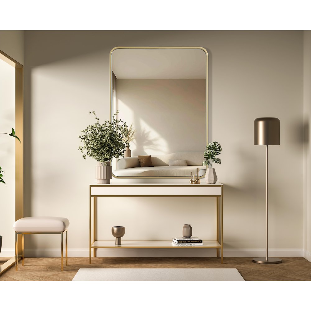 Contour Metal Rectangle Mirror 27x36 in Brass. Picture 2