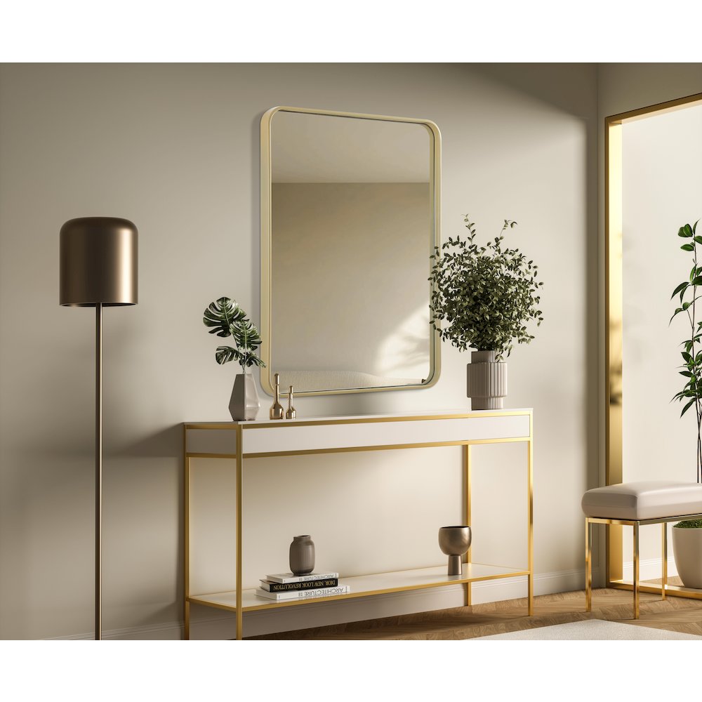 Contour Metal Rectangle Mirror 27x36 in Brass. Picture 3