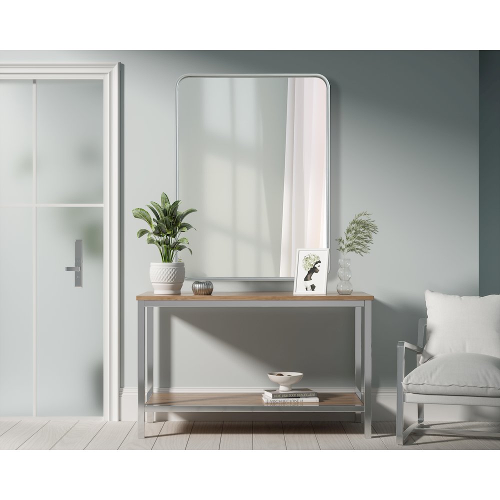 Contour Metal Rectangle Mirror 27x36 in Silver. Picture 2