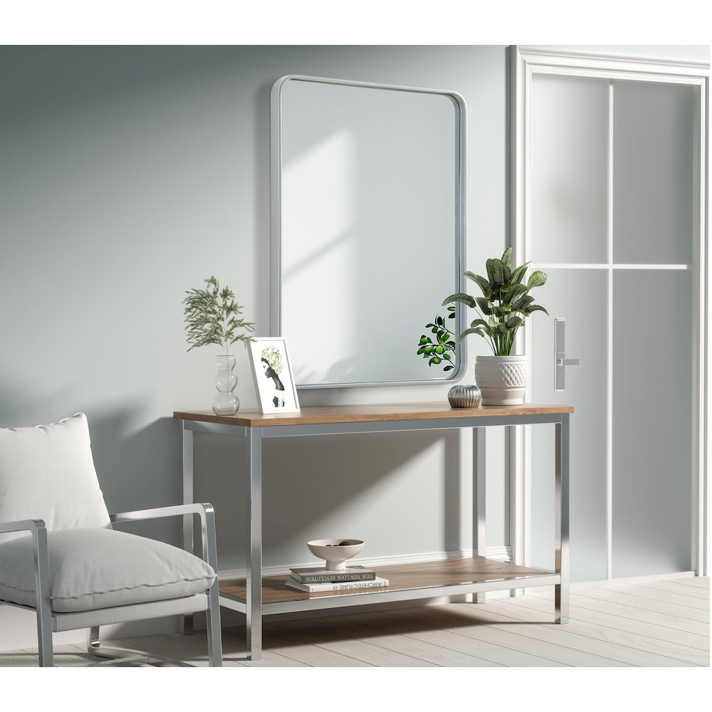 Contour Metal Rectangle Mirror 27x36 in Silver. Picture 3