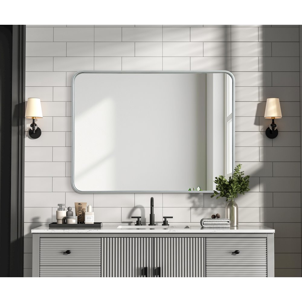 Contour Metal Rectangle Mirror 27x36 in Silver. Picture 7