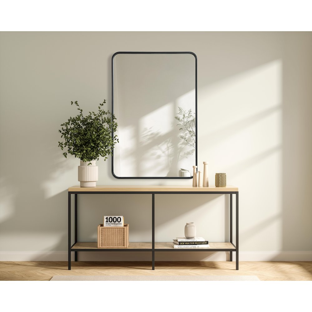 Contour Metal Rectangle Mirror 27x40 in Black. Picture 2