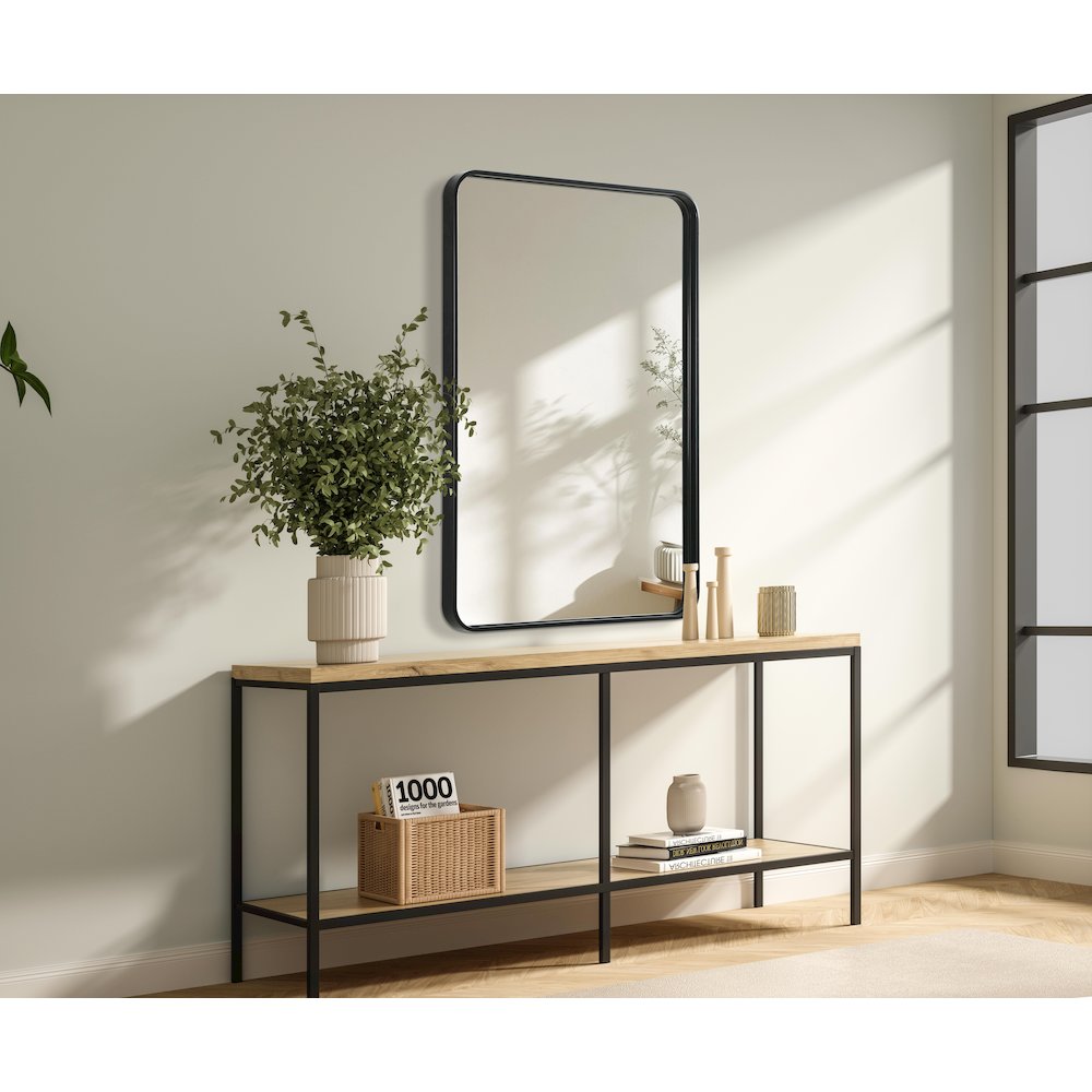 Contour Metal Rectangle Mirror 27x40 in Black. Picture 3