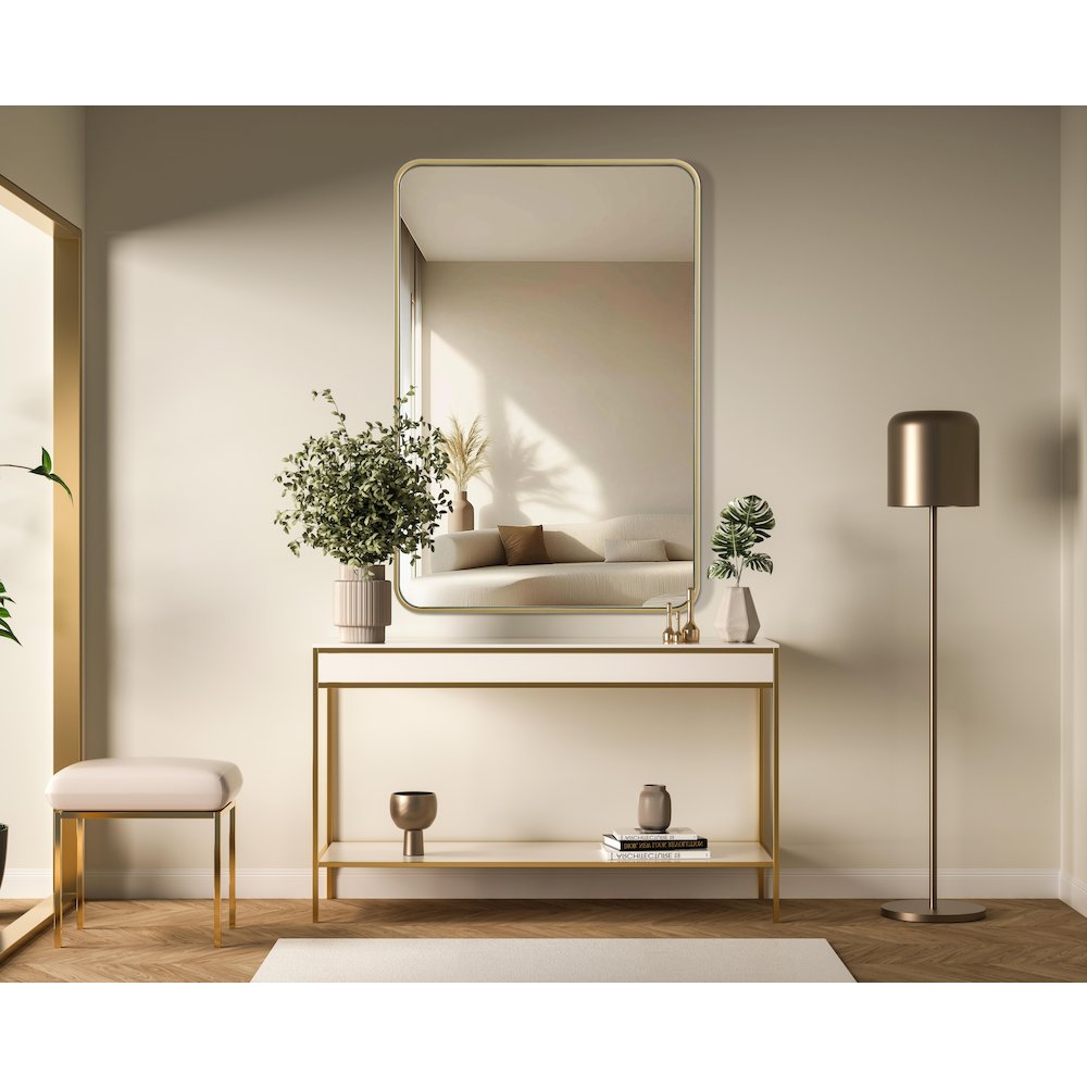 Contour Metal Rectangle Mirror 27x40 in Brass. Picture 2