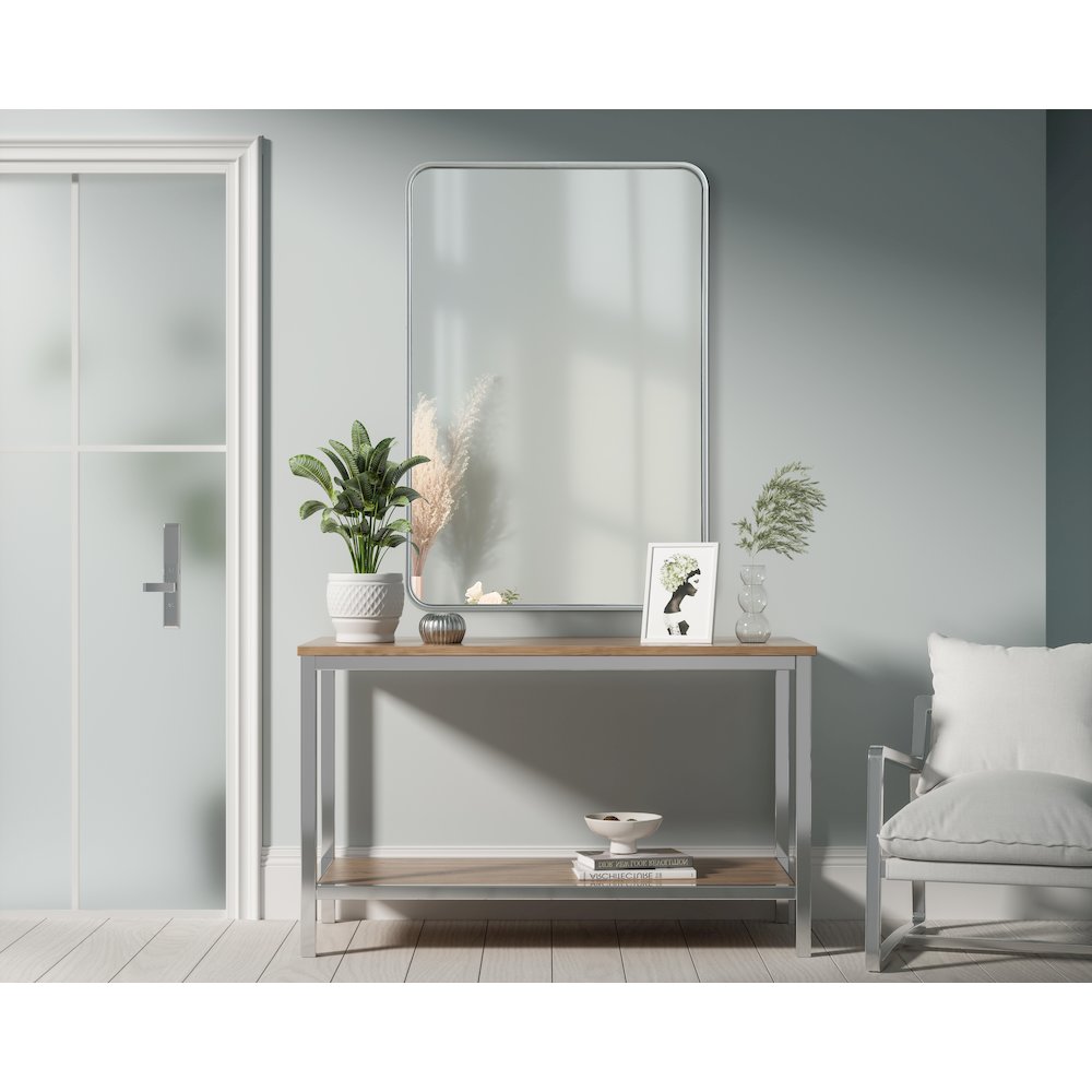 Contour Metal Rectangle Mirror 27x40 in Silver. Picture 2