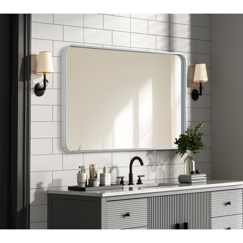 Contour Metal Rectangle Mirror 27x40 in Silver. Picture 7