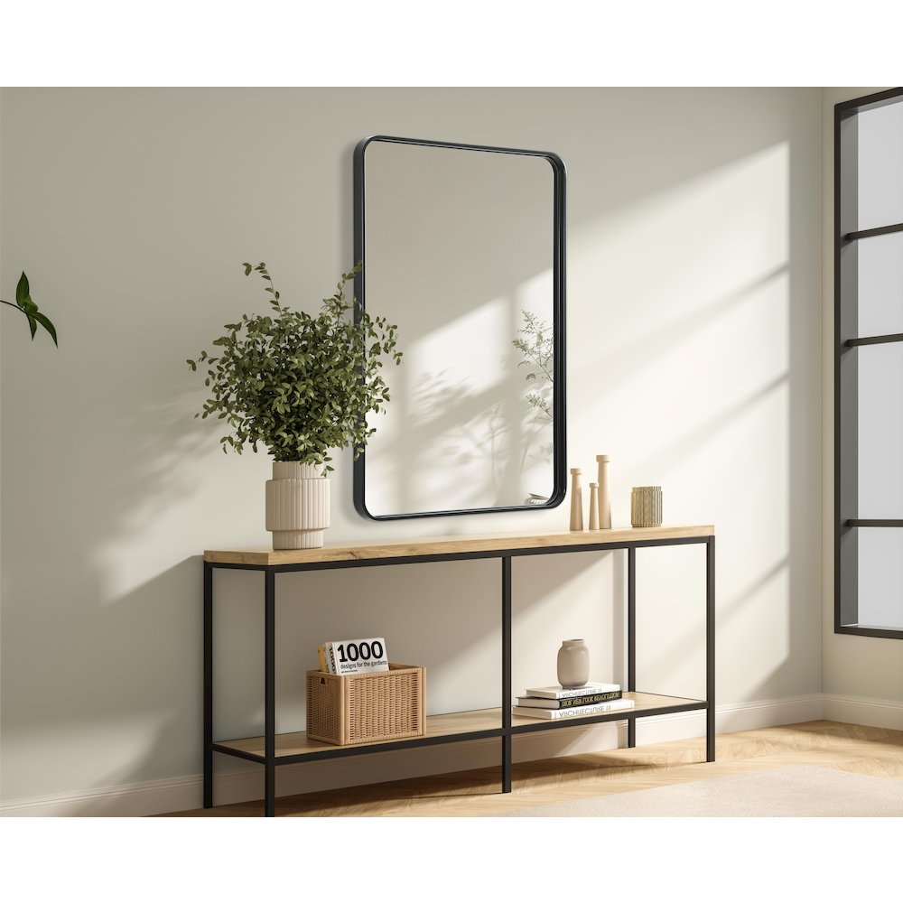 Contour Metal Rectangle Mirror 28x42 in Black. Picture 3