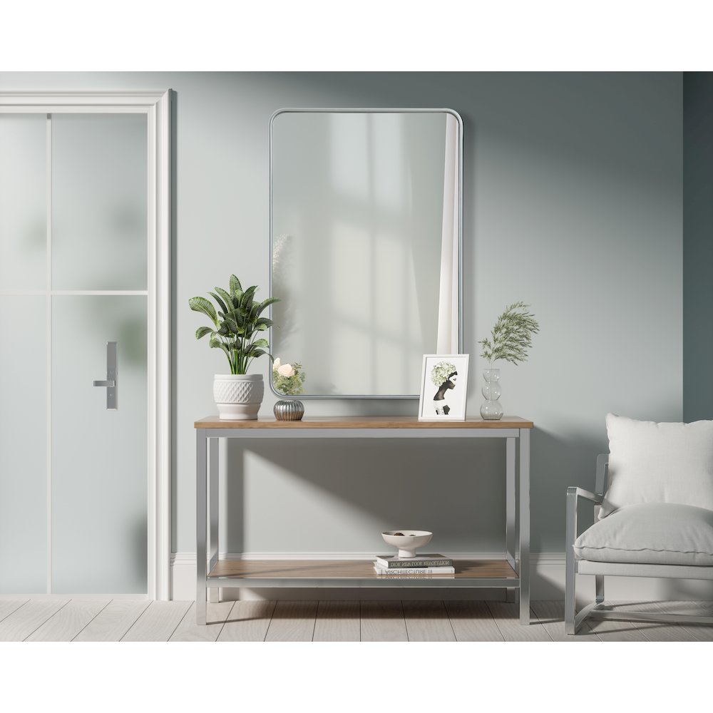 Contour Metal Rectangle Mirror 28x42 in Silver. Picture 2