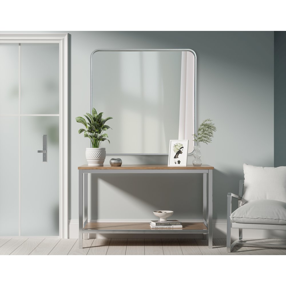 Contour Metal Square Mirror 30x30 in Silver. Picture 2