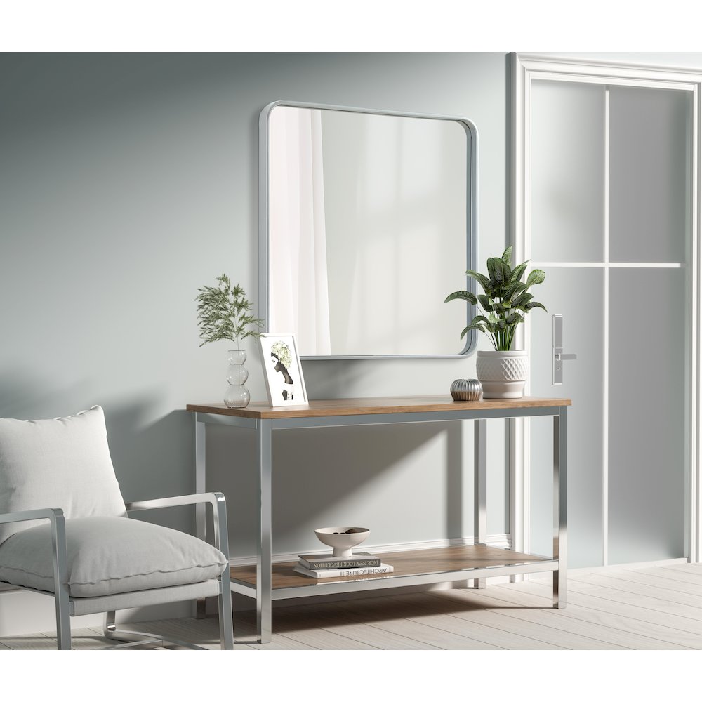 Contour Metal Square Mirror 30x30 in Silver. Picture 3