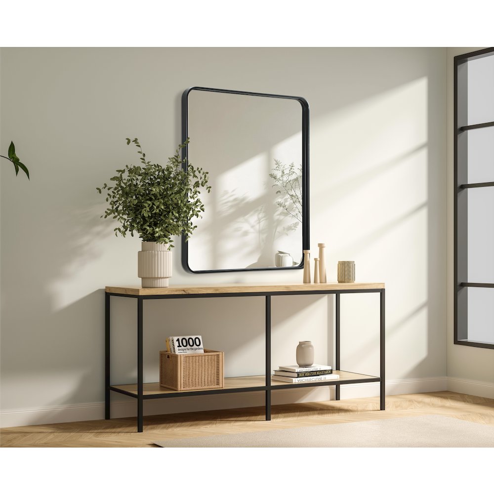 Contour Metal Rectangle Mirror 30x36 in Black. Picture 3