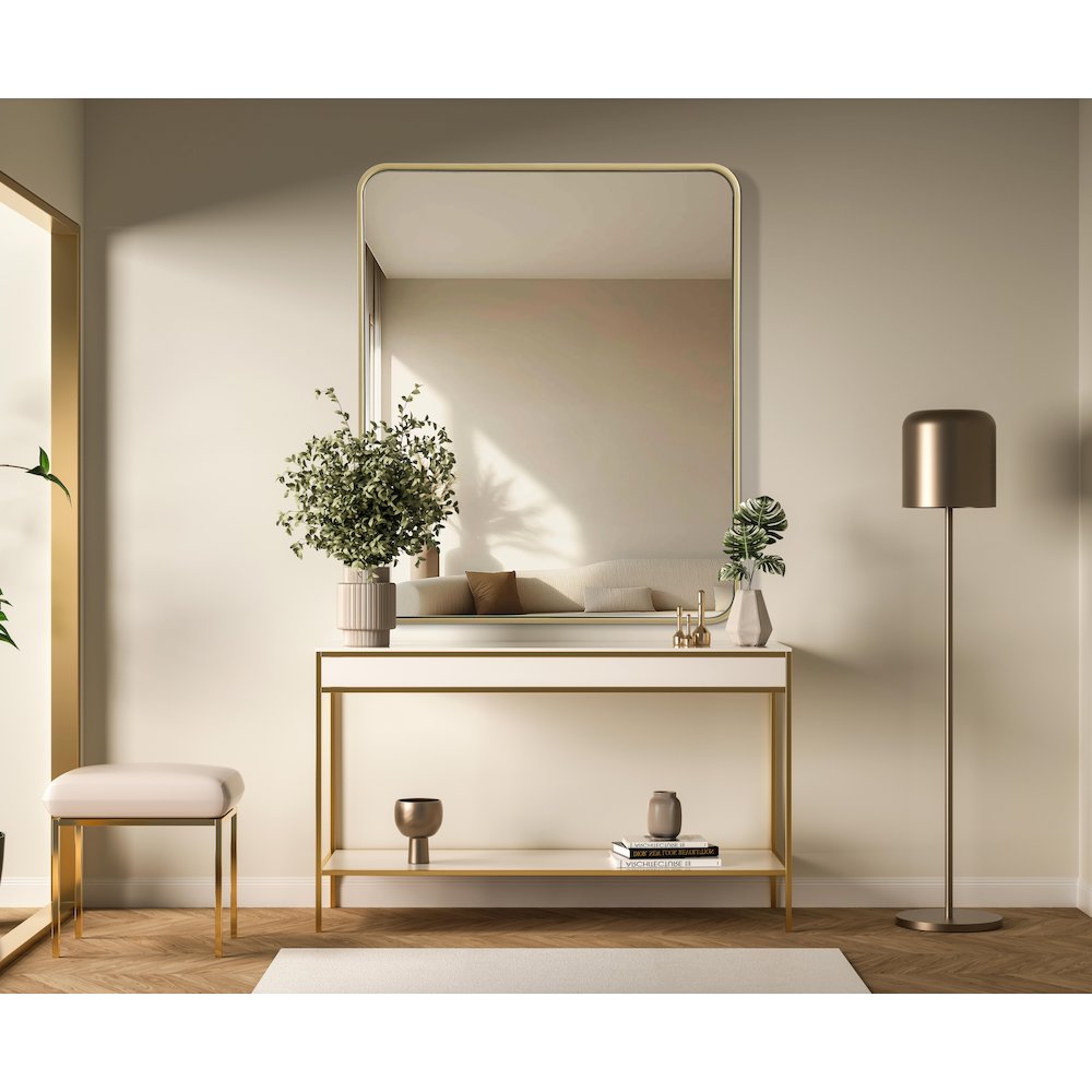 Contour Metal Rectangle Mirror 30x36 in Brass. Picture 2