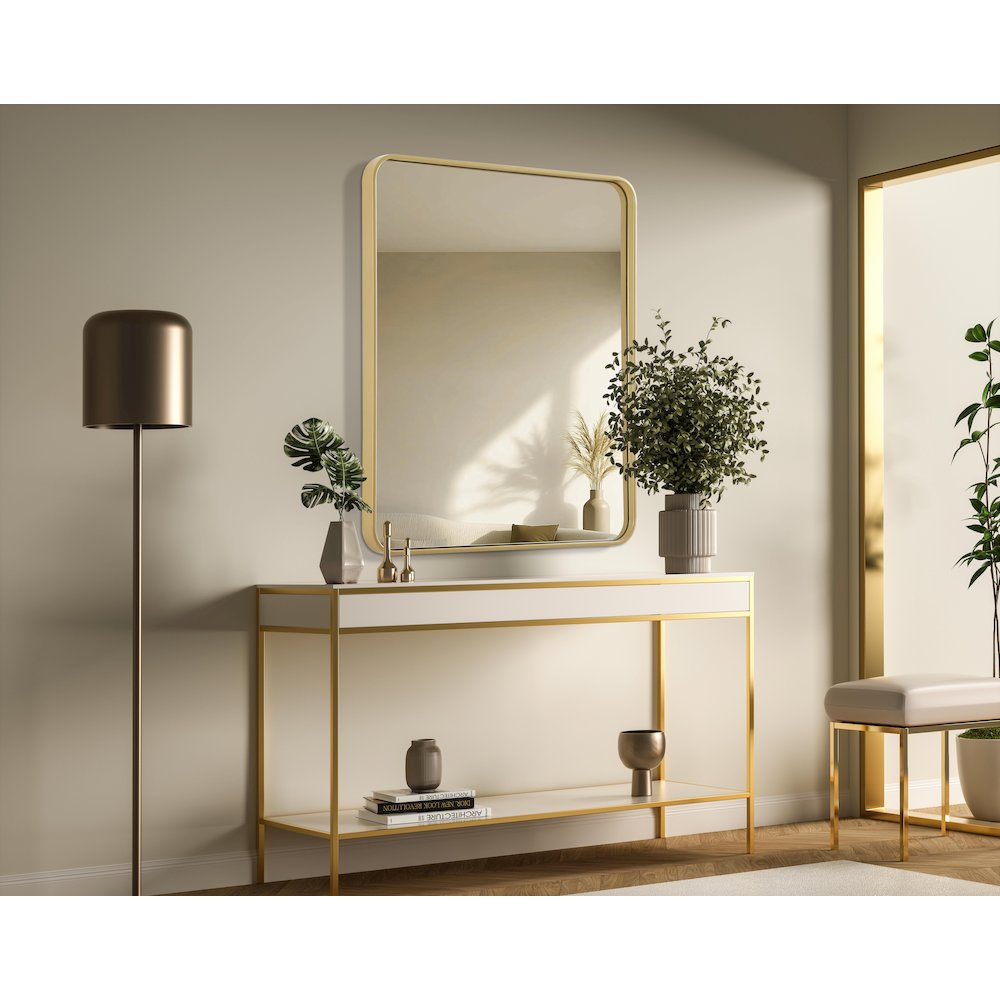 Contour Metal Rectangle Mirror 30x36 in Brass. Picture 3