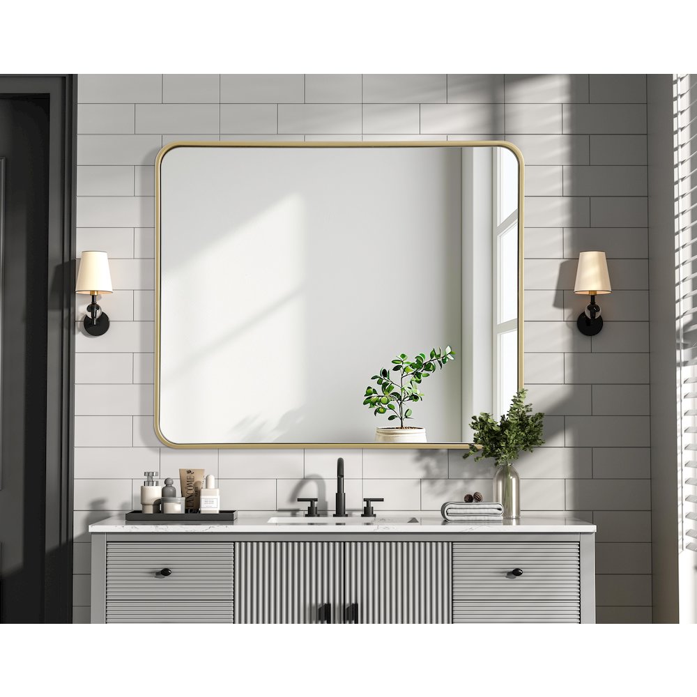 Contour Metal Rectangle Mirror 30x36 in Brass. Picture 6